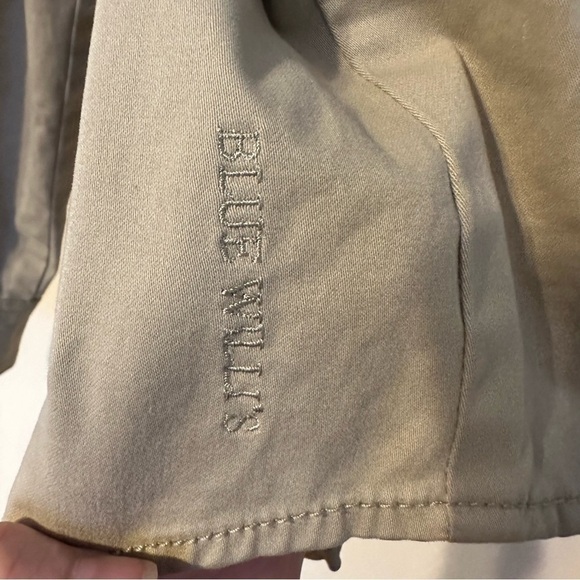 Blue Willi’s Khaki Double Top Stitched Snap Front Pocket Shirt Size L with Logo - Picture 7 of 11